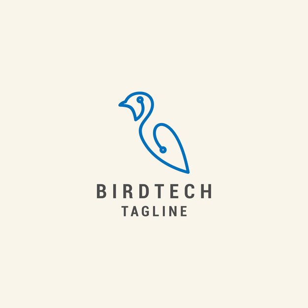 Bird tech logo design icon vector