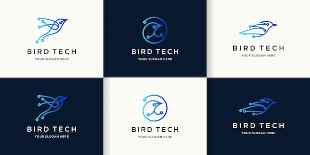 Bird tech-logo met cirkelvormig circuitconcept