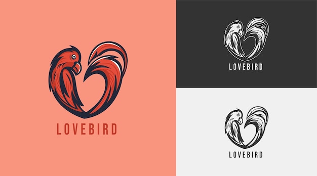 Logo di design modello uccello con simbolo di amore