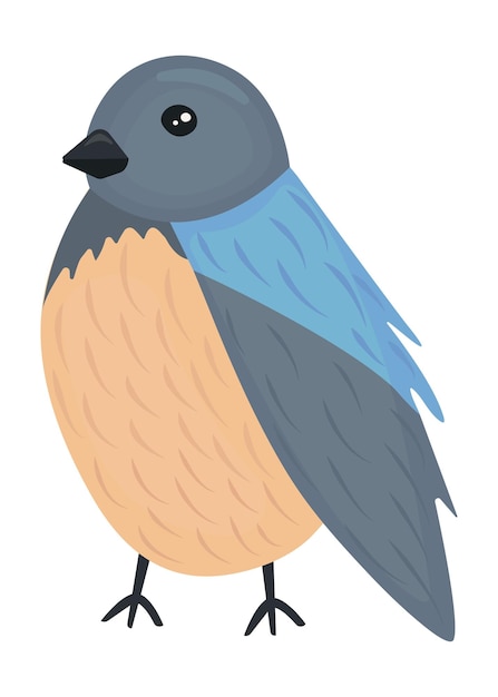 Vector bird titmouse vector colorful illustration in blue grey and yellow shades