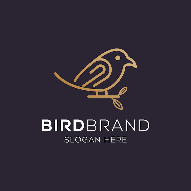 Bird vector logo Fancy bird Line vector logo design