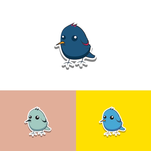bird vector sticker in pose with different colors
