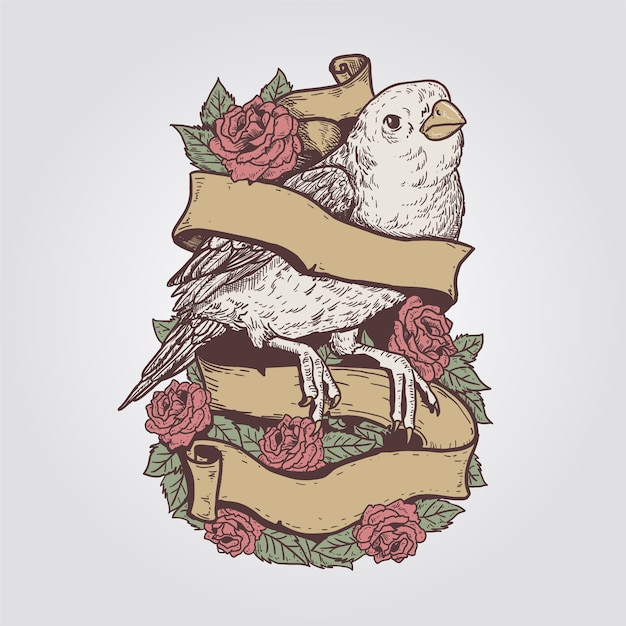 Bird vintage rose