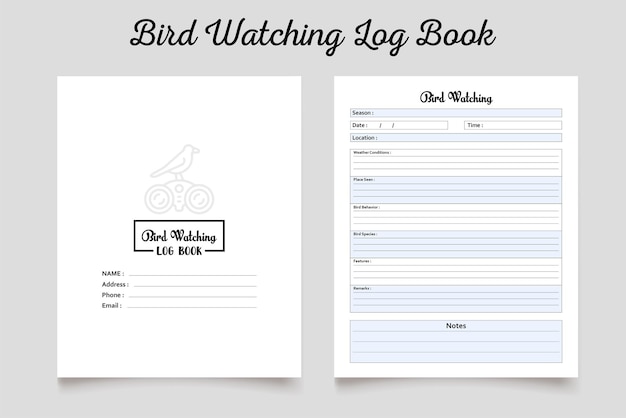 Bird watching log book kdp interior template