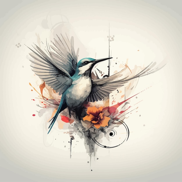 Vector bird watercolor painting