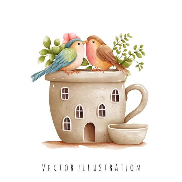 Vector bird watercolor