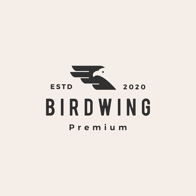 Bird wing hipster vintage logo icon illustration