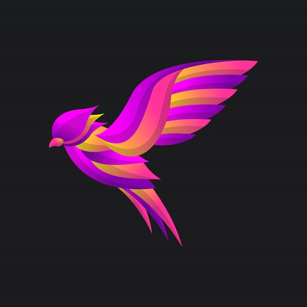 Bird wing logo  with colorful gradient style, elegant modern