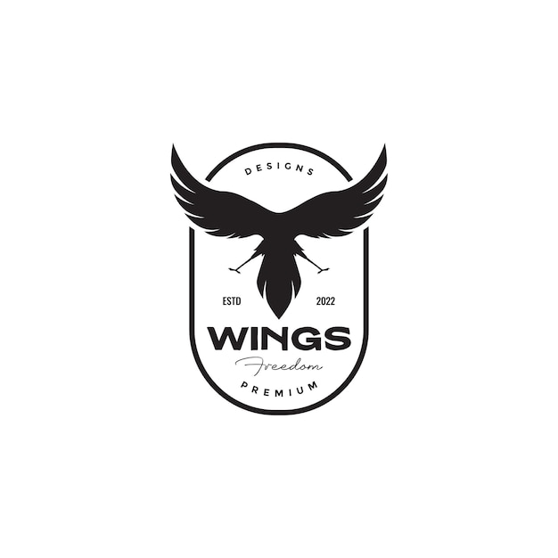 Bird wings flap badge logo design