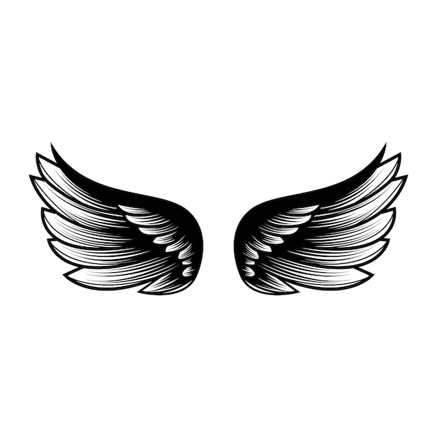 벡터 문신 스타일 디자인의 새 날개