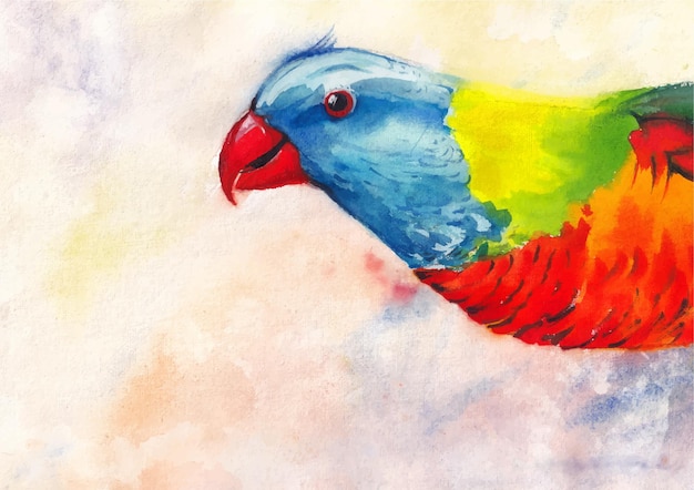 Bird with colorful watercolor art background