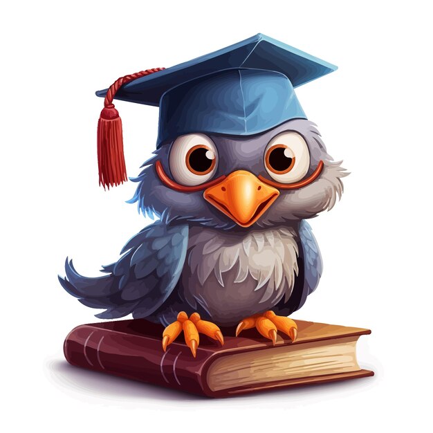 Vector bird with education cap