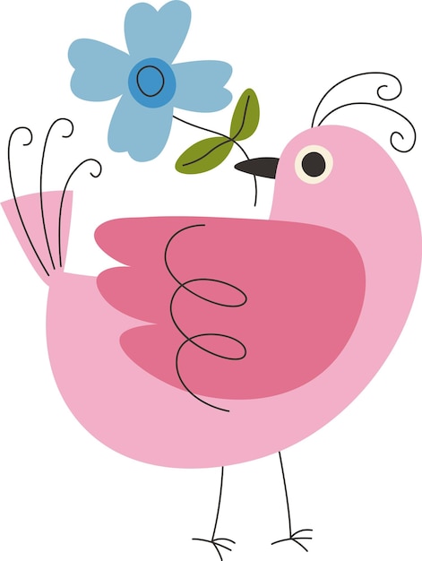 Vector bird with flower