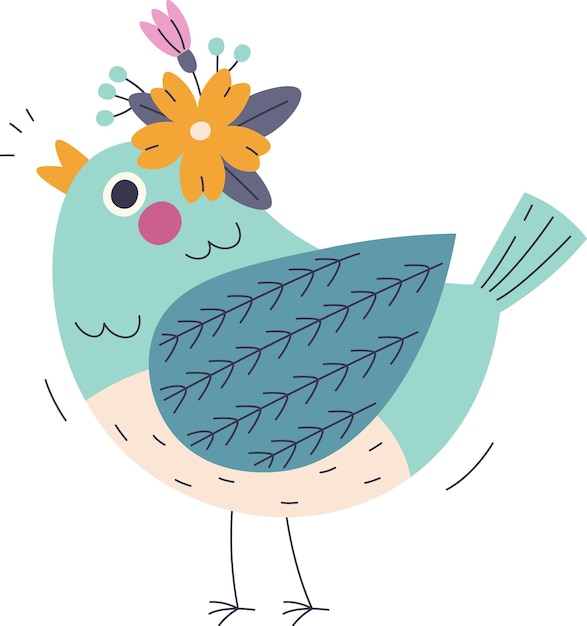 Vector bird with flowers