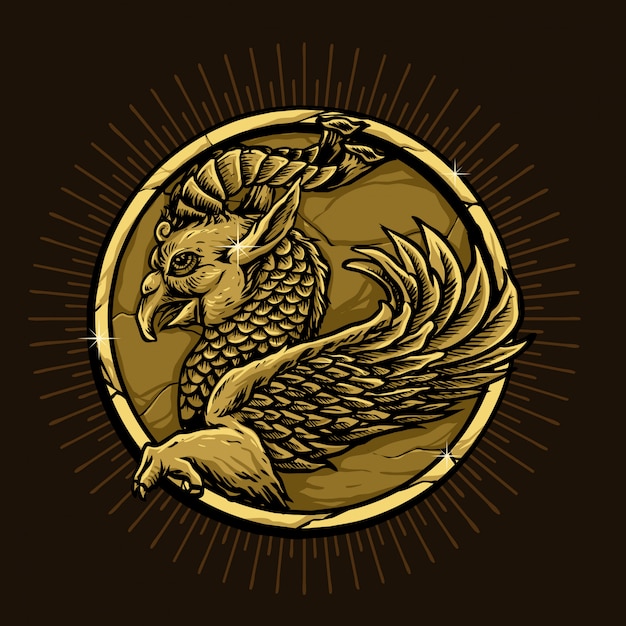 bird with horn and fish scales animal mythology from iran
