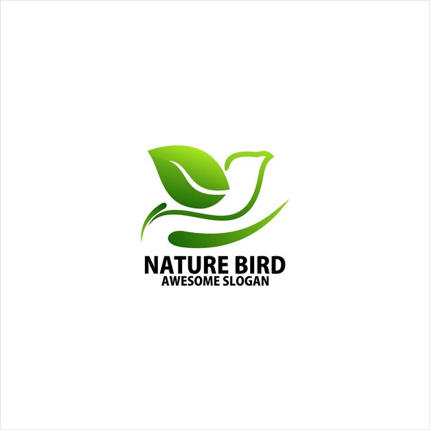 Bird with leaf logo design gradient color