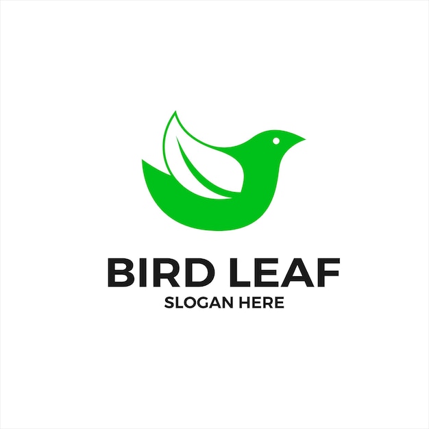 Modello di progettazione logo uccello con foglia