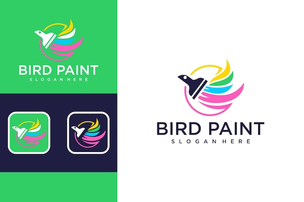 bird with paint logo design