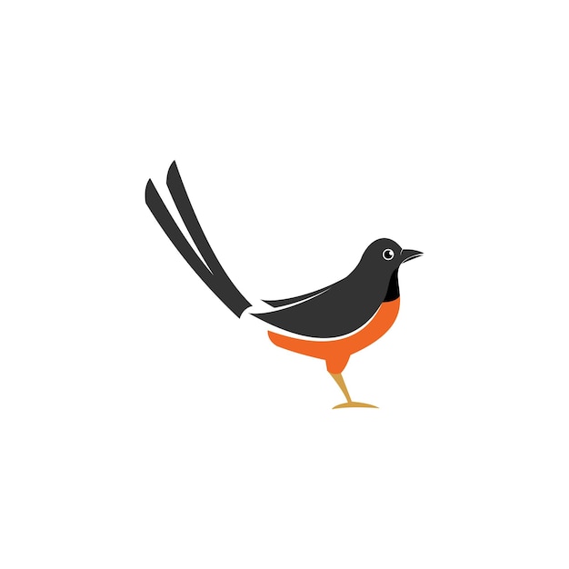 Vector a bird with a red breast and black wings is shown