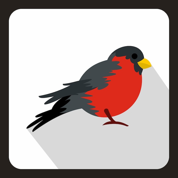 Bird with red plumage icon in flat style with long shadow Fly symbol vector illustration