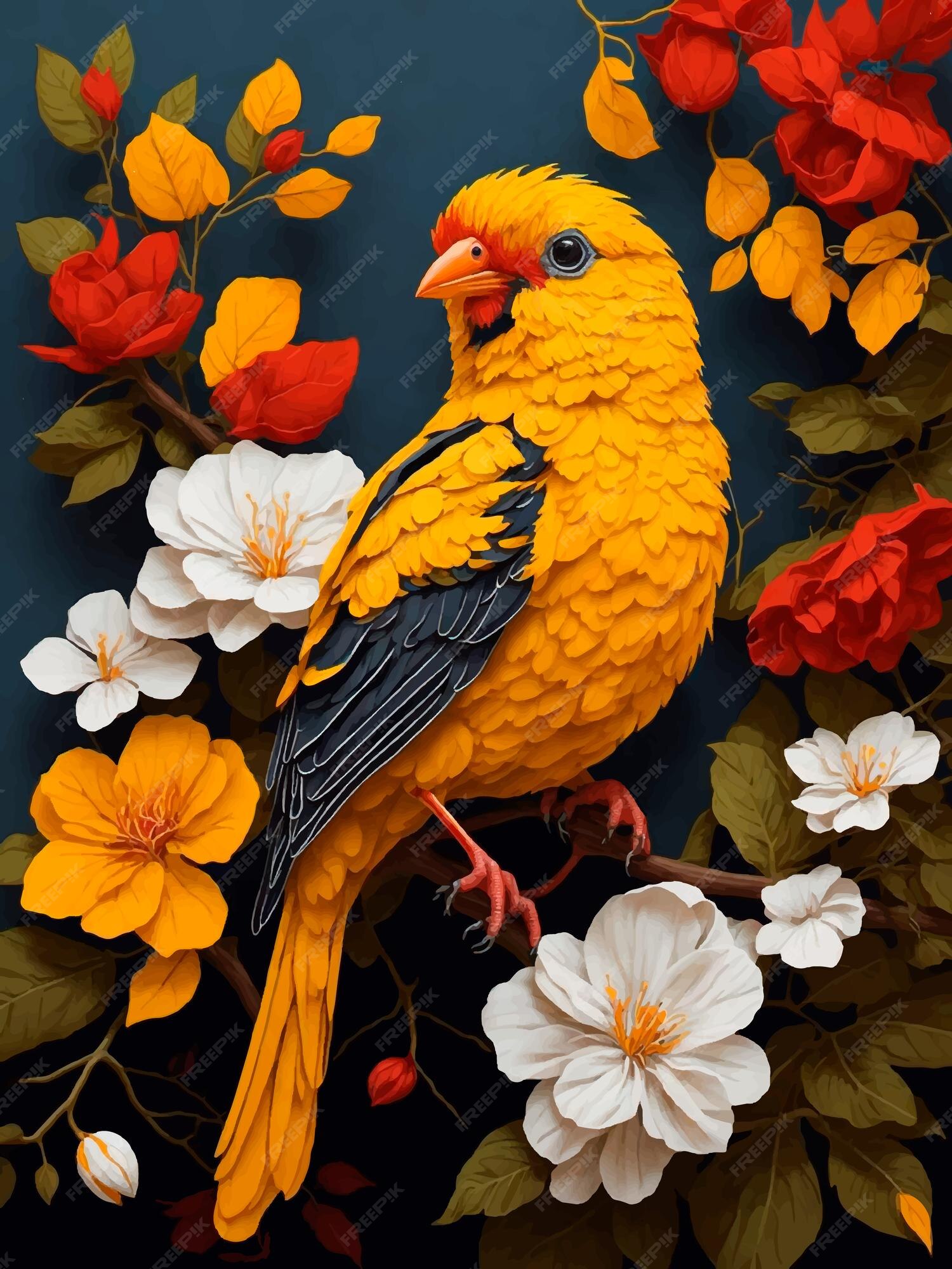 Premium Vector | Bird with yellow vector