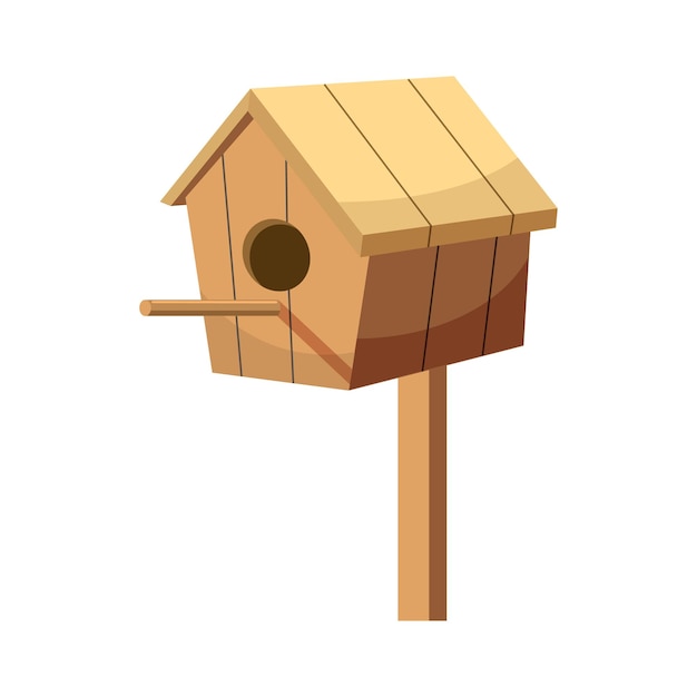 Икона птичьего домика в стиле мультфильма, изолированная на белом фоне Символ садоводства и строительства