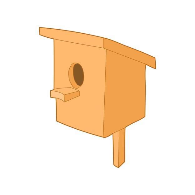 Birdhouse or nesting box icon in cartoon style on a white background