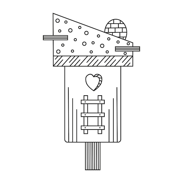 Вектор Птичий домик на белом изолированном фоне простая иллюстрация контура