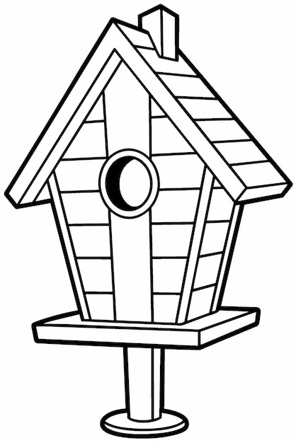 birdhouse on a white background black and white coloring