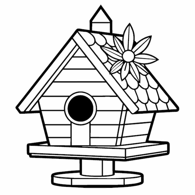 birdhouse on a white background black and white coloring