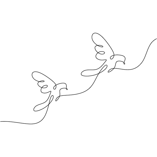 새 부부 연속 선 그리기 미니멀리즘 동물 스케치 손으로 그린 연속 선 그리기 새 부부 비둘기 또는 비둘기 손으로 그린 미니멀리즘 낭만적 인 테마 디자인