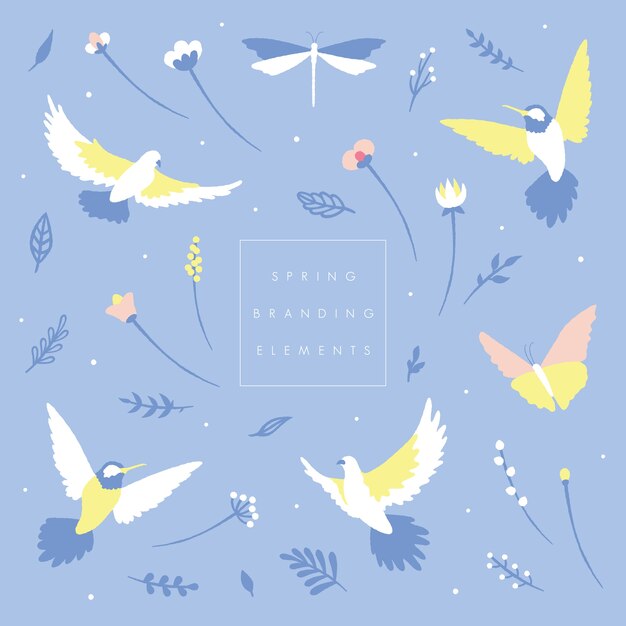 Vector birds and floral branding element