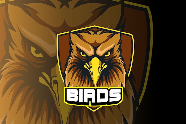 Modello di logo della squadra di e-sports testa di uccelli