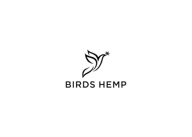 Birds hemp logo design vector illustration