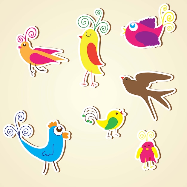 Vector birds icons colorful collection set vectors illustrations