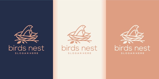 Vector birds nest logo combination