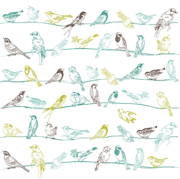 Vettore seamless pattern di uccelli