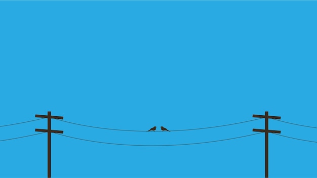 Birds Sitting on Electricity cables and poles Minimalist Mobile Wallpaper