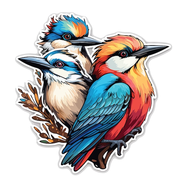 A birds Sticker on a white backround Colofull Birds