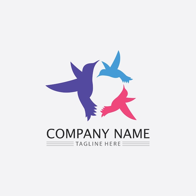 Birds and swallow dove logo design and vector animal wings and
flying bird