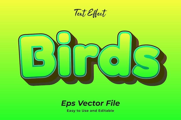 Birds text effect Editable and easy to use Premium vector