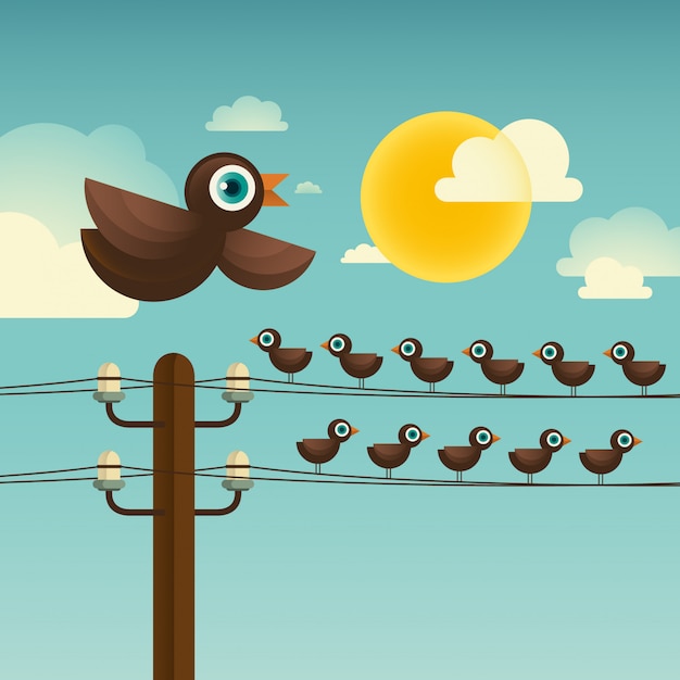 Vector birds on the wire