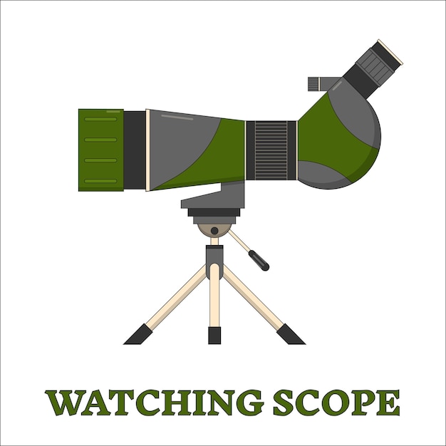 Birdwatching line art travel scope on tripod icon isolated on white background Birding gear concept thin line shape pictogram Birdwatcher kit collection