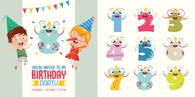 Vector birhday invitation card design