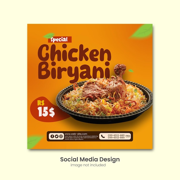 Vettore biriyani post design per i social media