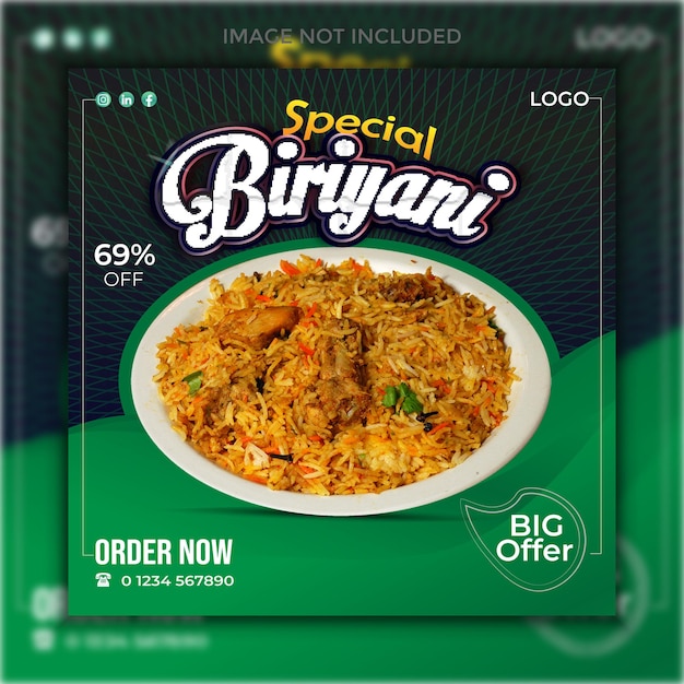 Vector biriyani sociale media postontwerp