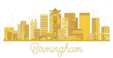 Vector birmingham city skyline golden silhouette. vector illustration. business travel concept. birmingham cityscape with landmarks.