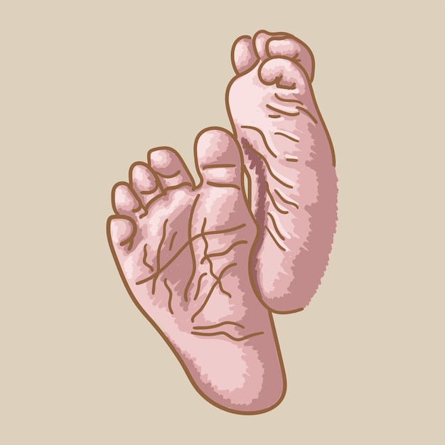 Vector birth of a child. small legs and handles.