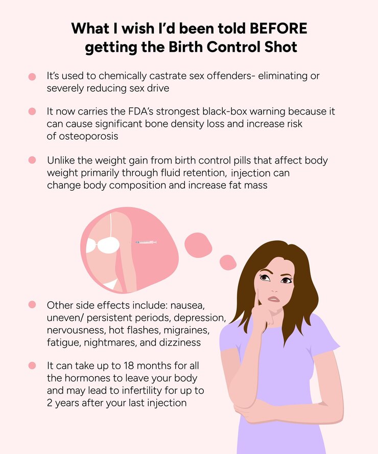Vector birth control shot contraception warning information in vector