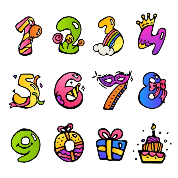 Vector birthday anniversary numbers